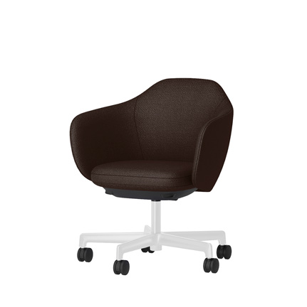 BIWA NST2KEM-W224 low-type  (ロータイプ ) 5本昇降脚 TS / Fabric ( Kvadrat - Saxiion ) ナイロン双輪キャスター [ Leg: GT9/ Gloss White T | Seat : 397 ]