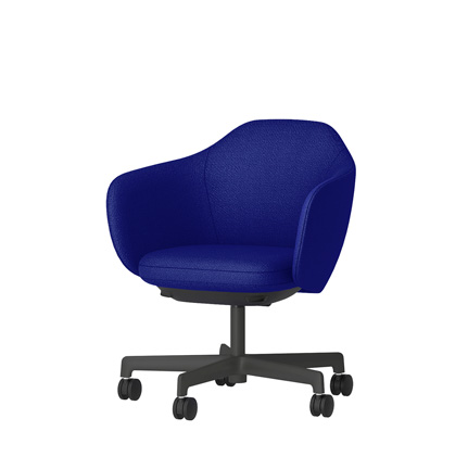 BIWA NST2CM-GV3C5 low-type  (ロータイプ ) 5本昇降脚 TS / Fabric ( Kvadrat - Saxiion ) ナイロン双輪キャスター [ Leg: W2/ Satin Off blacjk W | Seat : 757 ]