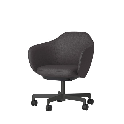 BIWA NST2CM-GT1C5 low-type  (ロータイプ ) 5本昇降脚 TS / Fabric ( Kvadrat - Saxiion ) ナイロン双輪キャスター [ Leg: W2/ Satin Off blacjk W | Seat : 177 ]