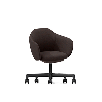 BIWA NST2CM-GT1H8 low-type  (ロータイプ ) 5本昇降脚 TS / Fabric ( Kvadrat - Saxiion ) ナイロン双輪キャスター [ Leg: W2/ Satin Off blacjk W | Seat : 397 ]