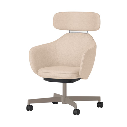 BIWA NST3KE-F503 high-type ( ハイタイプ ) 4本昇降脚 KE / Fabric ( Knolll - Hourglass ) ナイロン双輪キャスター [ Leg: F5/ Satin Soft taupe | Backlest&Seat : 03 / Sandbar ]