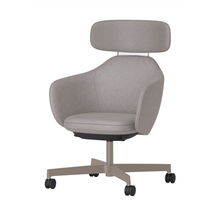 BIWA NST3KE-F524 high-type ( ハイタイプ ) 4本昇降脚 KE / Fabric ( Knolll - Hourglass ) ナイロン双輪キャスター [ Leg: F5/ Satin Soft taupe | Backlest&Seat : 24 / Misty ]