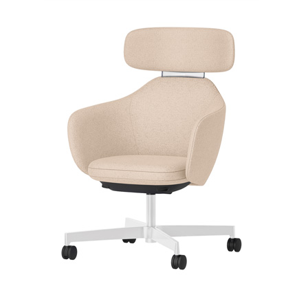 BIWA NST3KE-GT903 high-type ( ハイタイプ ) 4本昇降脚 KE / Fabric ( Knolll - Hourglass ) ナイロン双輪キャスター [ Leg: GT9/ Gloss White T | Backlest&Seat : 03 / Sandbar ]