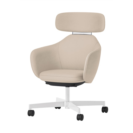 BIWA NST3KF-GT920 high-type ( ハイタイプ ) 4本昇降脚 KF / Synthetic Leather ( Knoll - Prairie ) ナイロン双輪キャスター [ Leg: GT9/ Gloss White T | Backlest&Seat : 20 / Stone ]
