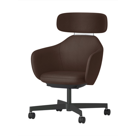 BIWA NST3KF-W215 high-type ( ハイタイプ ) 4本昇降脚 KF / Synthetic Leather ( Knoll - Prairie ) ナイロン双輪キャスター [ Leg: W2/ Satin Off blacjk W | Backlest&Seat : 15 / Caribou ]