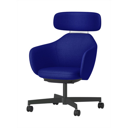 BIWA NST3TS-W257 high-type ( ハイタイプ ) 4本昇降脚 TS / Fabric ( Kvadrat - Saxiion ) 抵抗付きウレタン双輪キャスター [ Leg: W2/ Satin Off blacjk W | Backlest&Seat : 757 ]