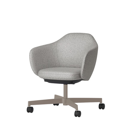 BIWA NST4CM-F5H8 low-type  (ロータイプ ) 4本昇降脚 CM / Fabric ( Sable ) ナイロン双輪キャスター [ Leg: F5/ Satin Soft taupe | Seat : C5 / Grey C ]