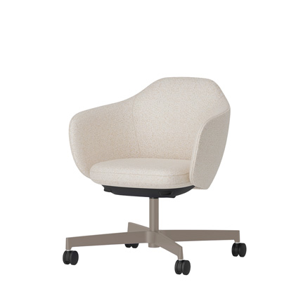 BIWA NST3KFM-Z920 low-type  (ロータイプ ) 4本昇降脚 CM / Fabric ( Sable ) ナイロン双輪キャスター [ Leg: F5/ Satin Soft taupe | Seat : H8 / Milky white ]