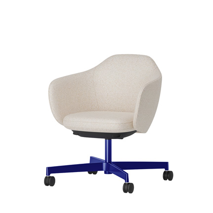 BIWA NST4CMM-W2W2 low-type  (ロータイプ ) 4本昇降脚 CM / Fabric ( Sable ) ナイロン双輪キャスター [ Leg: GV3/ Gloss Ultramarine | Seat : H8 / Milky white ]