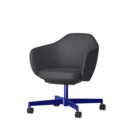 BIWA NST4CM-GV3C5 low-type  (ロータイプ ) 4本昇降脚 CM / Fabric ( Sable ) ナイロン双輪キャスター [ Leg: GV3/ Gloss Ultramarine | Seat : W2 / Off black W ]