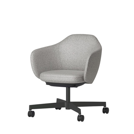 BIWA NST4CM-W2H8 low-type  (ロータイプ ) 4本昇降脚 CM / Fabric ( Sable ) ナイロン双輪キャスター [ Leg: W2/ Satin Off blacjk W | Seat : C5 / Grey C ]