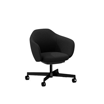 BIWA NST4CM-W2C5 low-type  (ロータイプ ) 4本昇降脚 CM / Fabric ( Sable ) ナイロン双輪キャスター [ Leg: W2/ Satin Off blacjk W | Seat : W2 / Off black W ]