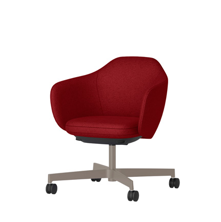 BIWA NST4CMM-Z9W2 low-type  (ロータイプ ) 4本昇降脚 KE / Fabric ( Knolll - Hourglass ) ナイロン双輪キャスター [ Leg: F5/ Satin Soft taupe | Seat : 10 / Flame ]