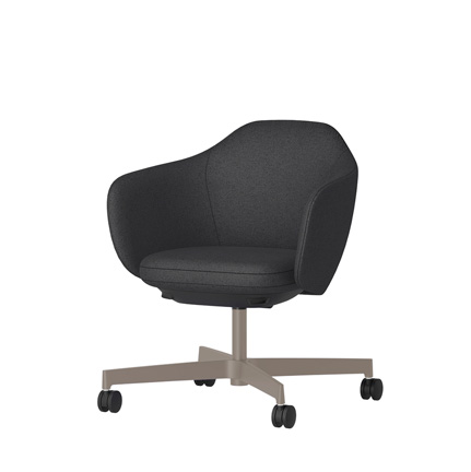BIWA NST4KE-F528 low-type  (ロータイプ ) 4本昇降脚 KE / Fabric ( Knolll - Hourglass ) ナイロン双輪キャスター [ Leg: F5/ Satin Soft taupe | Seat : 27 / Alley ]