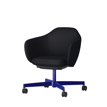 BIWA NST4KE-GV303 low-type  (ロータイプ ) 4本昇降脚 KE / Fabric ( Knolll - Hourglass ) ナイロン双輪キャスター [ Leg: GV3/ Gloss Ultramarine | Seat : 28 / Caviar ]