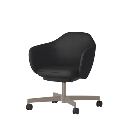 BIWA NST4TSM-Z977 low-type  (ロータイプ ) 4本昇降脚 KF / Synthetic Leather ( Knoll - Prairie ) ナイロン双輪キャスター [ Leg: F5/ Satin Soft taupe | Seat : 18 / Bison ]