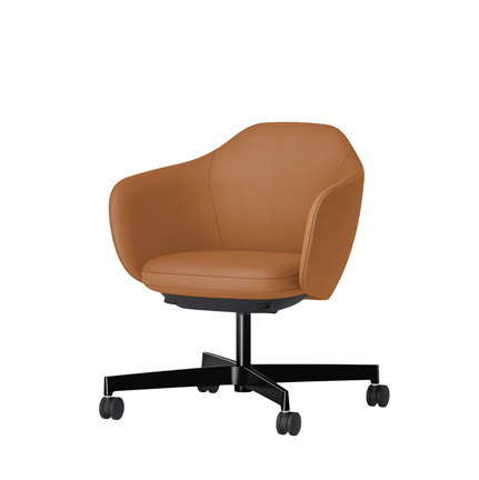 BIWA NST4KF-GT115 low-type  (ロータイプ ) 4本昇降脚 KF / Synthetic Leather ( Knoll - Prairie ) ナイロン双輪キャスター [ Leg: GT1/ Gloss Black T | Seat : 27 / Alley ]