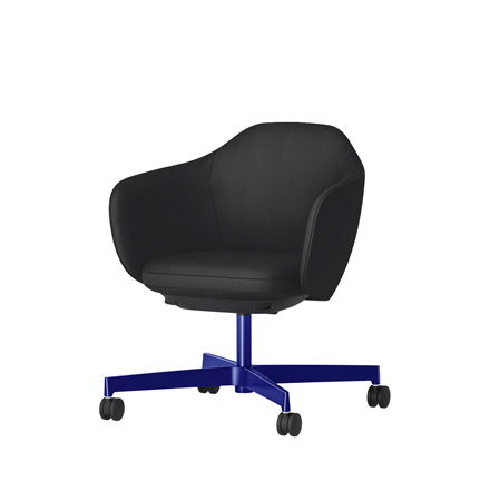 BIWA NST4KFM-W220 low-type  (ロータイプ ) 4本昇降脚 KF / Synthetic Leather ( Knoll - Prairie ) ナイロン双輪キャスター [ Leg: GV3/ Gloss Ultramarine | Seat : 18 / Bison ]