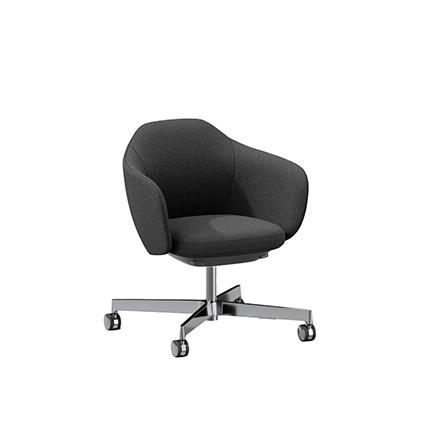 BIWA NST4KFM-GT920 low-type  (ロータイプ ) 4本昇降脚 KF / Synthetic Leather ( Knoll - Prairie ) ナイロン双輪キャスター [ Leg: Z9/ Aliminium Mirror | Seat : 18 / Bison ]