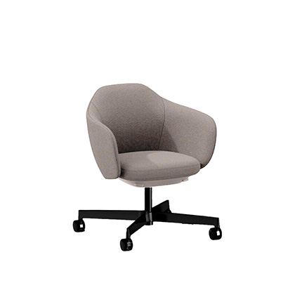 BIWA NST4CMM-GV3W2 low-type  (ロータイプ ) 4本昇降脚 TS / Fabric ( Kvadrat - Saxiion ) ナイロン双輪キャスター [ Leg: W2/ Satin Off blacjk W | Seat : 367 ]