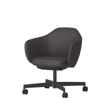 BIWA NST4CM-GT1C5 low-type  (ロータイプ ) 4本昇降脚 TS / Fabric ( Kvadrat - Saxiion ) ナイロン双輪キャスター [ Leg: W2/ Satin Off blacjk W | Seat : 177 ]