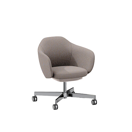 BIWA NST4KEM-GV322 low-type  (ロータイプ ) 4本昇降脚 TS / Fabric ( Kvadrat - Saxiion ) ナイロン双輪キャスター [ Leg: Z9/ Aliminium Mirror | Seat : 367 ]