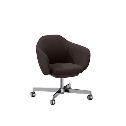 BIWA NST4KEM-GV324 low-type  (ロータイプ ) 4本昇降脚 TS / Fabric ( Kvadrat - Saxiion ) ナイロン双輪キャスター [ Leg: Z9/ Aliminium Mirror | Seat : 397 ]