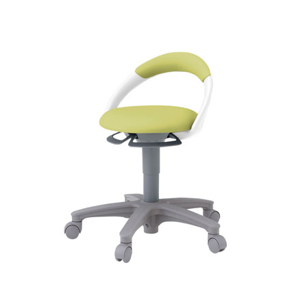 サポートスツール1100（背付/キャスター脚/ビニールレザー張り） ［アボカドグリーン］