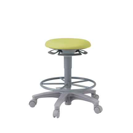 サポートスツール1106（背なし/足掛付/キャスター付/ビニールレザー張り） ［アボカドグリーン］