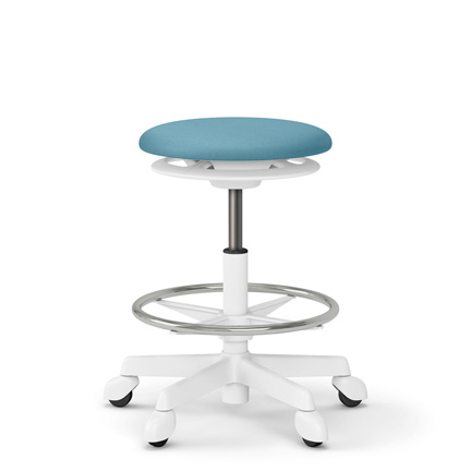 Knoll ノール 回転式ハイチェア スツール 高さ60cm ターコイズブルー サポートスツールS PCK-600DLP-W9S4 ゴム単輪キャスター 張地:ビニール