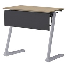 折りたたみテーブル レスパス ブラック幕板付 棚付 750×450mm ［脚：シルバーメタリック/天板：アッシュドオークM］ THT-074KS1-ZM
