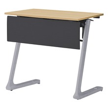 折りたたみテーブル レスパス ブラック幕板付 棚付 750×450mm ［脚：シルバーメタリック/天板：ホワイトオークM］ THT-074KS1-ZX