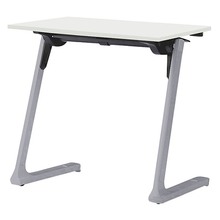 折りたたみテーブル レスパス 幕板なし 棚付 750×450mm ［脚：シルバーメタリック/天板：ホワイト］ THT-074LS1-ZL