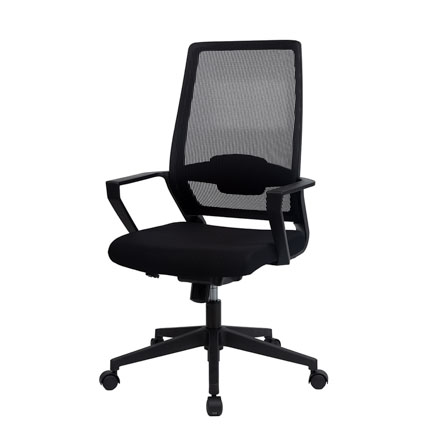 WAチェア YWA-BL-BLハイバック 固定肘 [ フレームカラー: ブラック ・ 張地カラー: ブラック ]