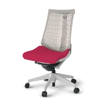 アクトチェア エラストマーバック 肘なし ランバーサポート付 ベースカラー：GN 樹脂脚 抵抗付ウレタン双輪キャスター ［座：M4/ラズベリーレッド×背：T6/ライトグレーT］ KG420PS-MGNM4T6