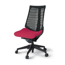 アクトチェア エラストマーバック 肘なし ランバーサポート付 ベースカラー：T1 樹脂脚 抵抗付ウレタン双輪キャスター ［座：M4/ラズベリーレッド×背：T1/ブラックT］ KG420PS-MT1M4T1