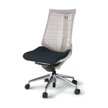 アクトチェア エラストマーバック 肘なし ランバーサポート付 ベースカラー：ZN アルミミラー脚 ナイロン双輪キャスター ［座：T1/ブラックT×背：T6/ライトグレーT］ KG420PS-ZNT1T6