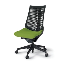 アクトチェア エラストマーバック 肘なし ハンガー ランバーサポート付 ベースカラー：T1 樹脂脚 抵抗付ウレタン双輪キャスター ［座：Q6/モスグリーン×背：T1/ブラックT］ KG420PSHMT1Q6T1