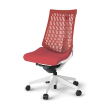 アクトチェア エラストマーバック 肘なし ランバーサポート付 ベースカラー：W9 樹脂脚 抵抗付ウレタン双輪キャスター ［座：R3/レッド×背：D4/バーシモンオレンジ］ KG420SC-MW9R3D4