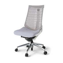 アクトチェア エラストマーバック 肘なし ランバーサポート付 ベースカラー：ZW アルミミラー脚 抵抗付ウレタン双輪キャスター ［座：T7/ホワイトグレーT×背：T6/ライトグレーT］ KG420SC-MZWT7T6