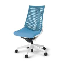 アクトチェア エラストマーバック 肘なし ランバーサポート付 ベースカラー：W9 樹脂脚 ナイロン双輪キャスター ［座：S2/スカイブルー×背：A4/サックスブルー］ KG420SC-W9S2A4