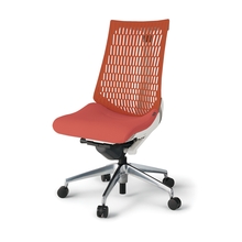 アクトチェア エラストマーバック 肘なし ランバーサポート付 ベースカラー：ZW アルミミラー脚 ナイロン双輪キャスター ［座：R3/レッド×背：D4/バーシモンオレンジ］ KG420SC-ZWR3D4