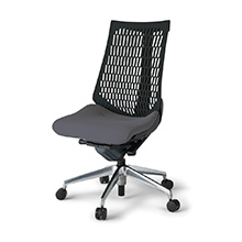 アクトチェア エラストマーバック 肘なし ハンガー ランバーサポート付 ベースカラー：ZT アルミミラー脚 抵抗付ウレタン双輪キャスター ［座×背：T3T1］ KG420SCHMZTT3T1