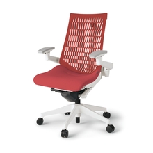 アクトチェア エラストマーバック 可動肘 ハンガー ランバーサポート付 ベースカラー：W9 樹脂脚 抵抗付ウレタン双輪キャスター ［座：R3/レッド×背：D4/バーシモンオレンジ］ KG427SCHMW9R3D4