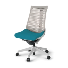 アクトチェア エラストマーバック 肘なし ベースカラー：GN 樹脂脚 抵抗付ウレタン双輪キャスター ［座：A3/ストロングブルー×背：T6/ライトグレーT］ KG440PS-MGNA3T6