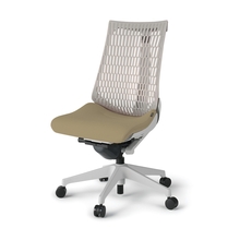 アクトチェア エラストマーバック 肘なし ベースカラー：GN 樹脂脚 抵抗付ウレタン双輪キャスター ［座：Y3/サンドイエロー×背：T6/ライトグレーT］ KG440PS-MGNY3T6