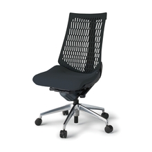 アクトチェア エラストマーバック 肘なし ベースカラー：ZT アルミミラー脚 抵抗付ウレタン双輪キャスター ［座：T1/ブラックT×背：T1/ブラックT］ KG440PS-MZTT1T1