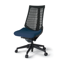 アクトチェア エラストマーバック 肘なし ハンガー ベースカラー：T1 樹脂脚 抵抗付ウレタン双輪キャスター ［座：B2/ネイビーブルー×背：T1/ブラックT］ KG440PSHMT1B2T1