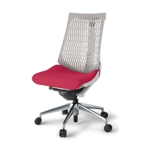 アクトチェア エラストマーバック 肘なし ハンガー ベースカラー：ZN アルミミラー脚 ナイロン双輪キャスター ［座：M4/ラズベリーレッド×背：T6/ライトグレーT］ KG440PSHZNM4T6