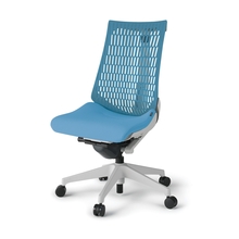 アクトチェア エラストマーバック 肘なし ハンガー ベースカラー：GN 樹脂脚 抵抗付ウレタン双輪キャスター ［座：S2/スカイブルー×背：A4/サックスブルー］ KG440SCHMGNS2A4